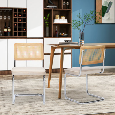 Chaise d'appoint rembourrée en rotin à dossier (ensemble de 2)