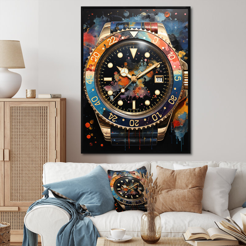 «Luxury Watch Diamond Dusk II», reproduction sur toile, 20" H x 12" W, Cadre flottant noir