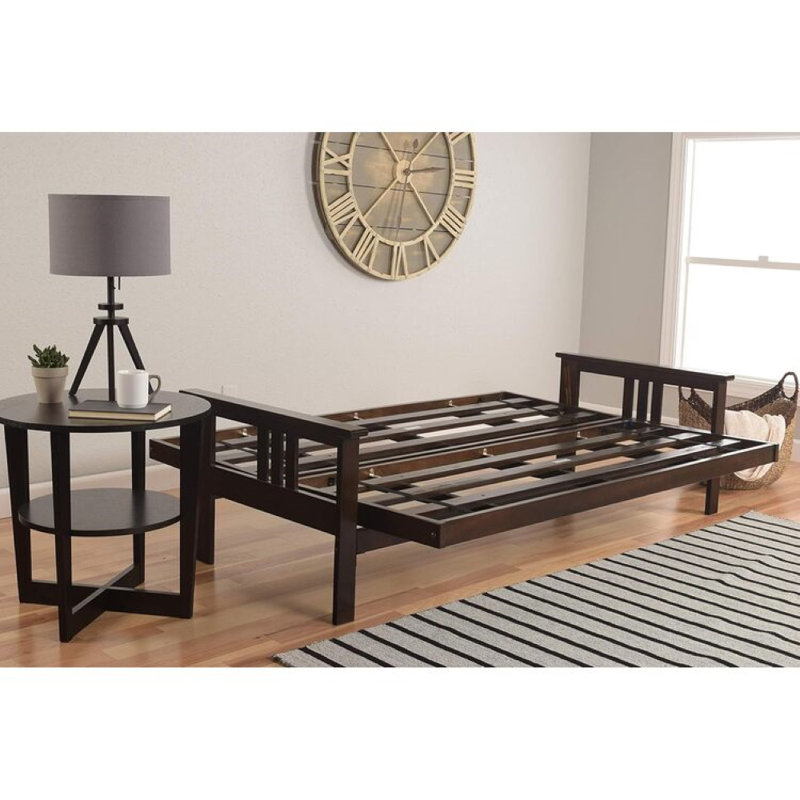 Monterey Frame-Futon Frame with Mattress, Straight Arm, Versatile and Convertible Design Futon Frame for All Spaces - Queen Frame Without Storage Drawers