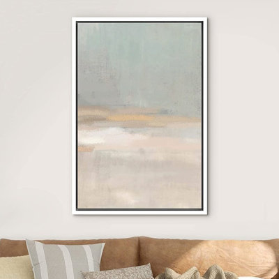 Paysage minimaliste IDÉE4WALL, reproduction d'art sur toile encadrée, pastel, brun clair, aquarelle, collage, aquarelle, collage, formes abstraites, illustrations, art moderne, décoration minimaliste chic pour le salon, la chambre à coucher, le bureau