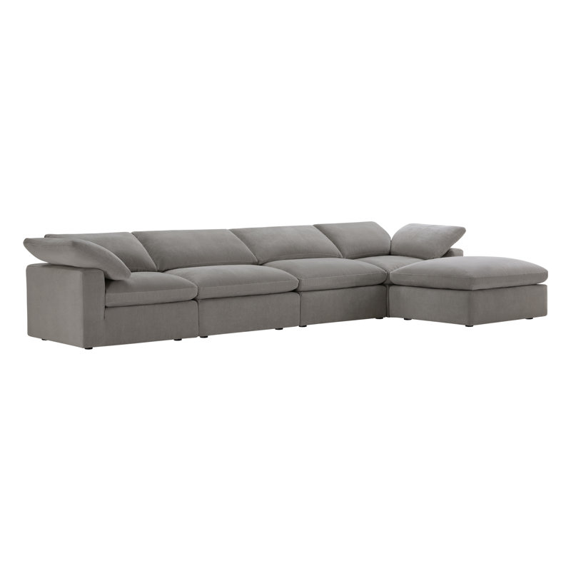 Canapé modulaire rembourré 5 pièces Asher, Chenille Capri Truffle, H 31,5 po x l 156 po x P 78,74 po