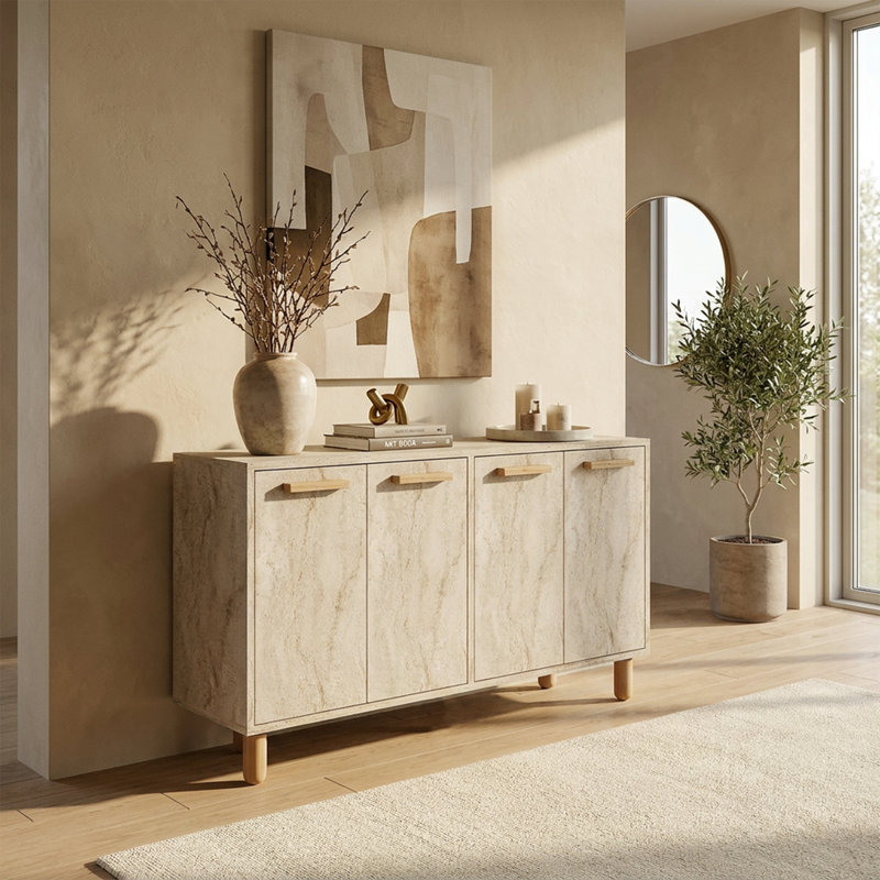 Arden 47.2" Wide TravertineLook Console Cabinet