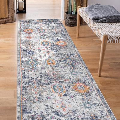 Alena Transitional Durable Performance Blue/Orange Area Rug