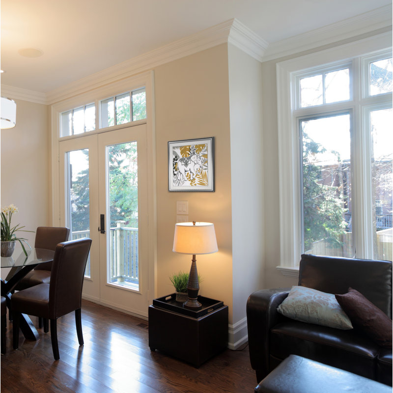 " Jungle Elephant ", 24" H x 24" W x 1.5" D, Silver Framed