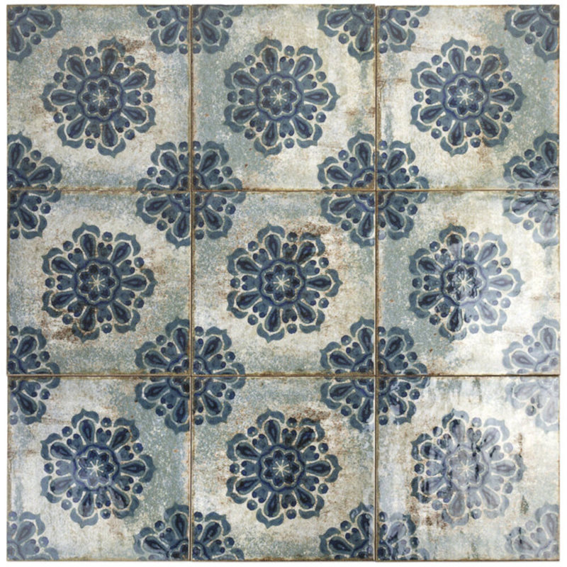 Angela Harris Dunmore 8x8 Polished Hand Painted Look Ceramic Tile
