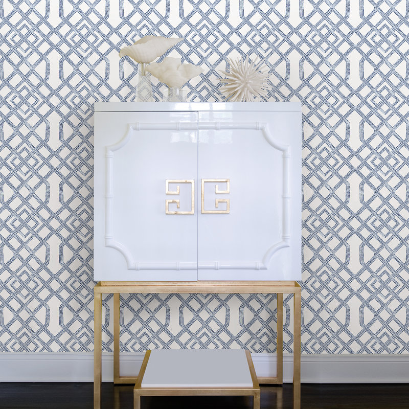 Rouleau de papier peint L 33 pi x l 20,5 po Rivas Trellis, Bleu