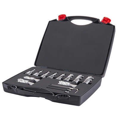 Drill Bits 13 Pcs Cutter 7/16" To 1 - 1/16" Cutting Diameter 1" Depth M2al 2 Pilot Pins Wrench Portable Case High Compatibility Speed Steel For Magnetic