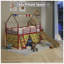 Lit mezzanine simple avec glissade et rideau Jack