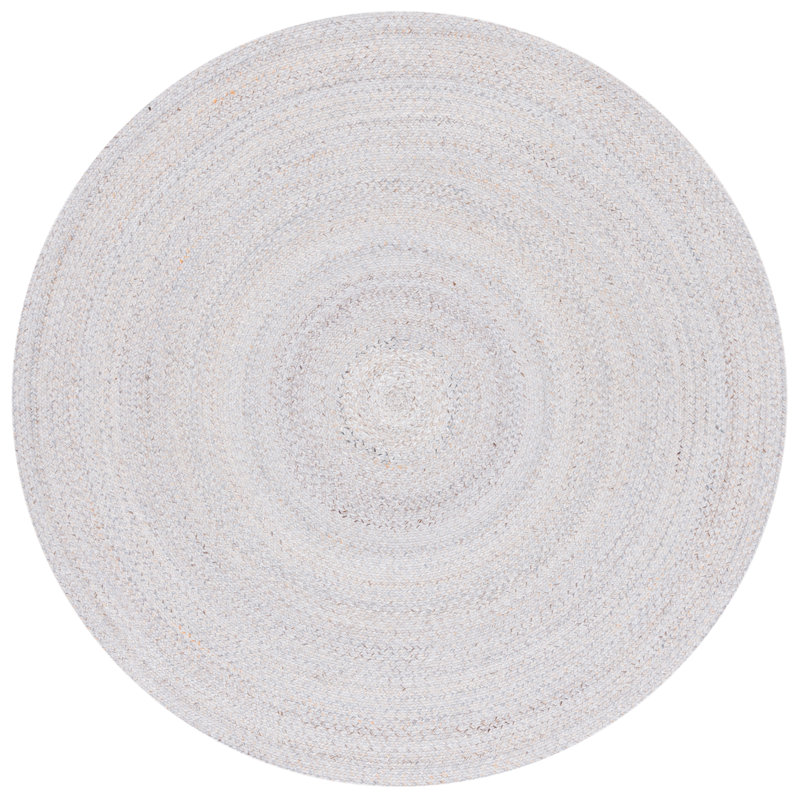 Tapis rond en polyester tissé à la main gris / jaune Kranti, Rond 3 pi