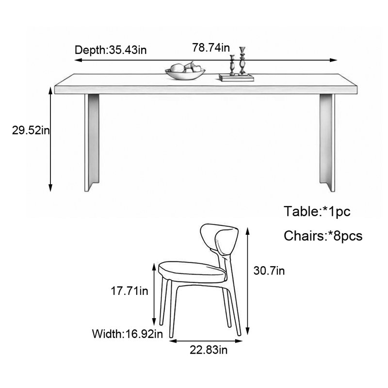 Cave stone slab rectangular dining table and chair, 9