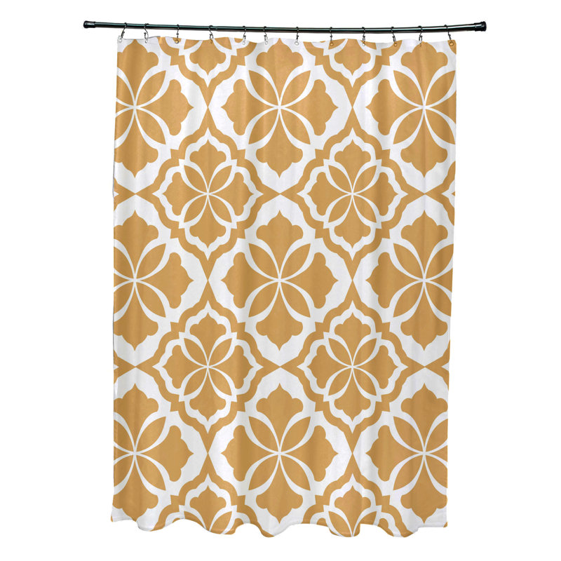 Rideau de douche simple floral Rosas, Jaune
