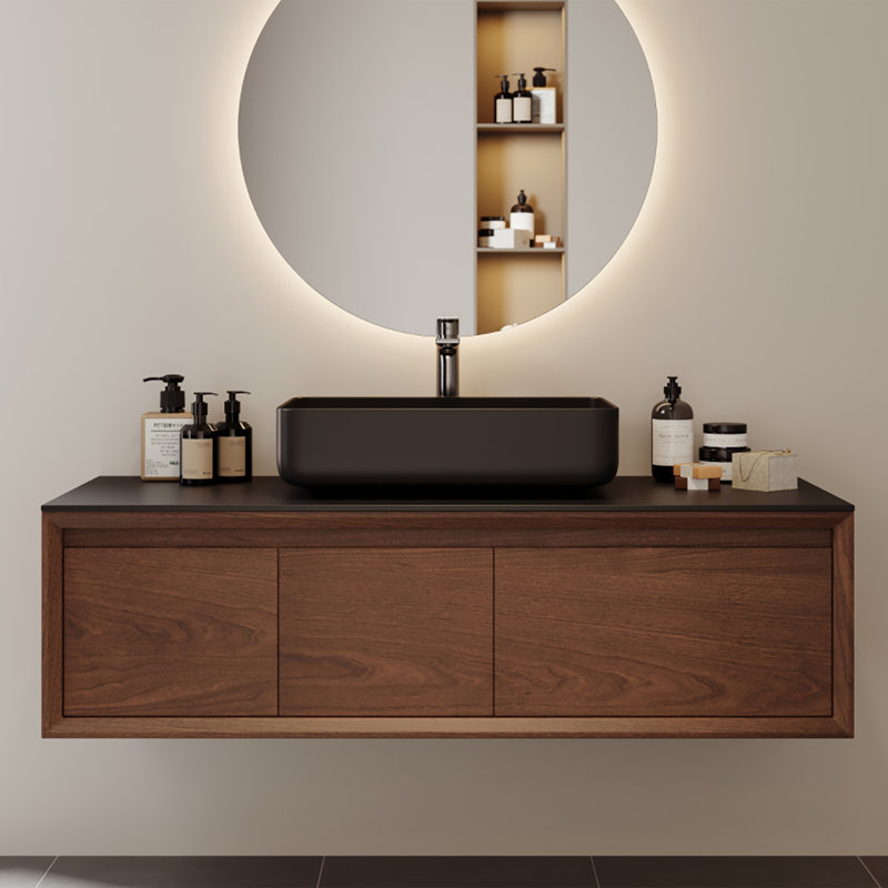 Single Bathroom Vanity, Pre-Assembled Wall Mounted Vanity Solid Wood Cabinets, Floating Vanities with Storage, Bathroom Vanity with Bathroom Sink