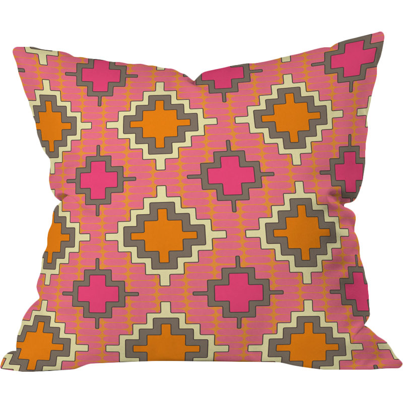 Tangerine Kilim Outdoor Throw Pillow, 18" x 18"