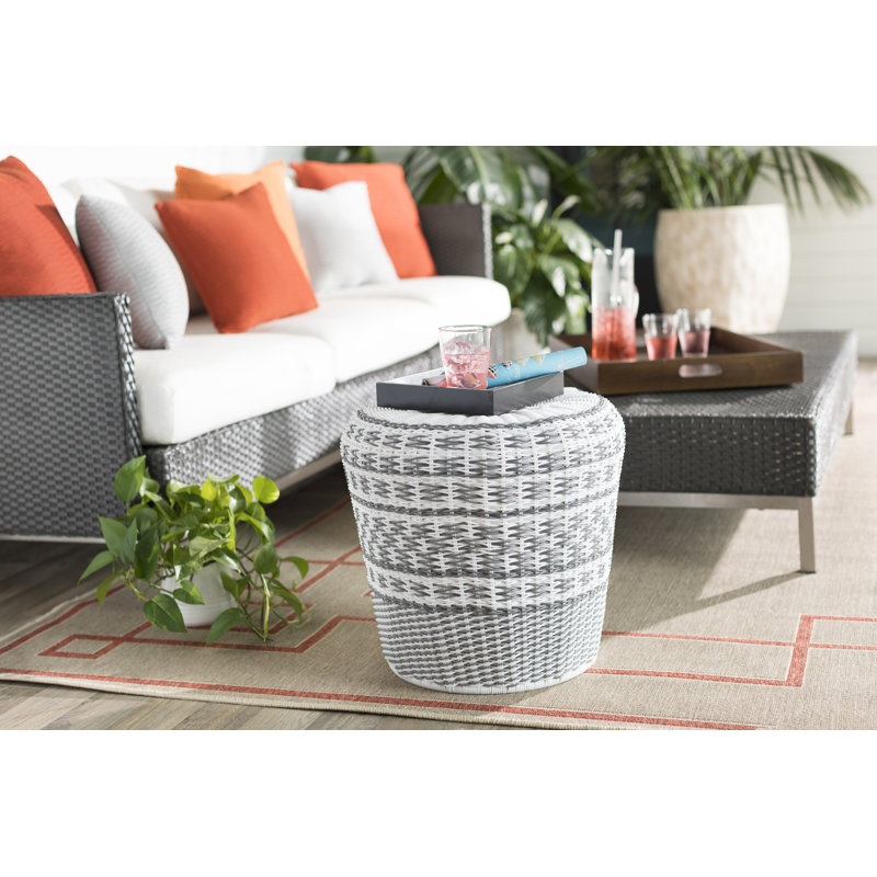 Maplesville Metal Accent Stool, Charcoal/White