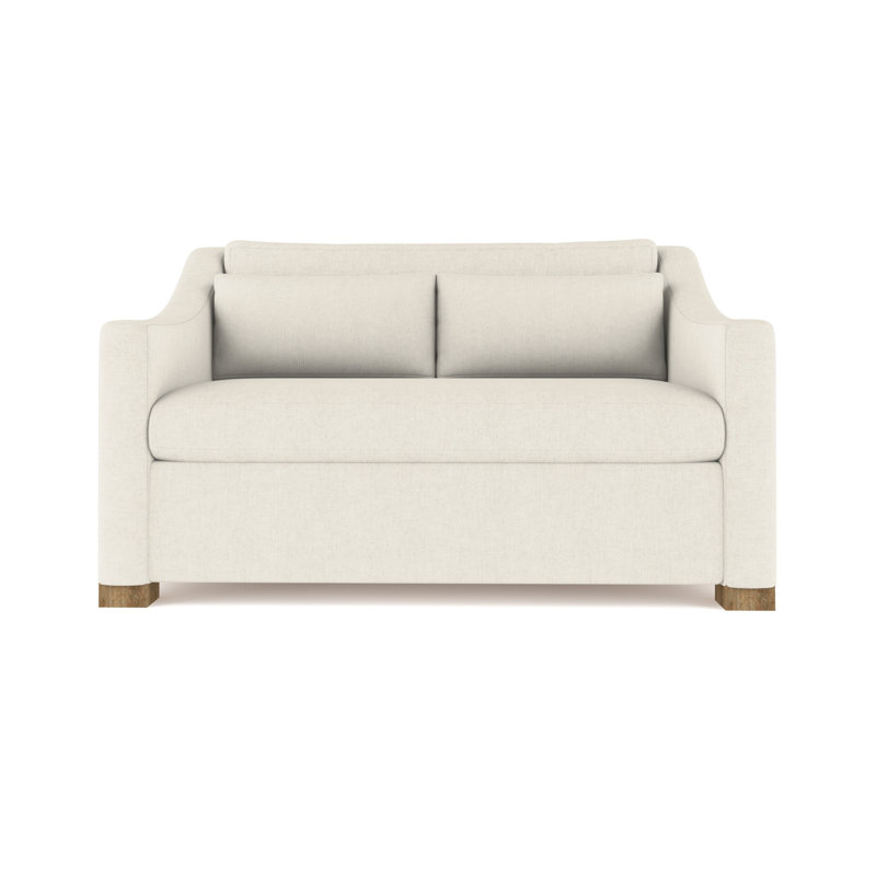 Crosby Slope Arm Loveseat, Ebony, Box Weave Linen Alabaster, 32.5" H x 60" W x 43" D
