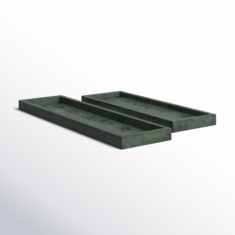  2 Piece Ottoman Tray Set, Green