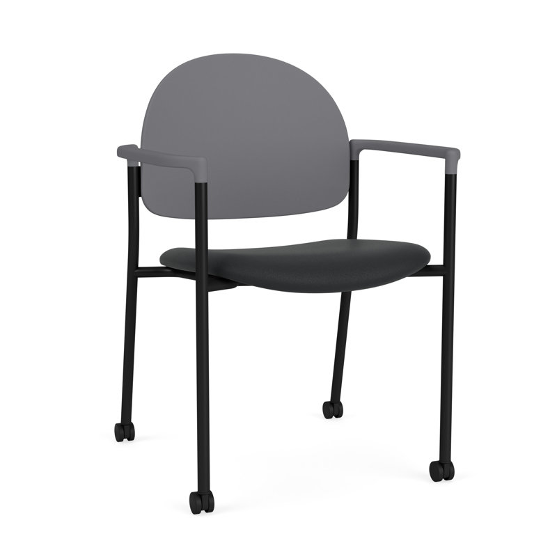 Chaise d'invité à chat avec roulettes, Noir, Modena Graphite / Flint Grey Poly