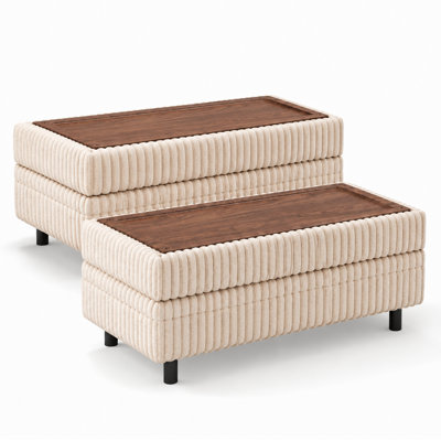 Sherry 40.55'' Upholstered Storage Ottoman with Tray ( Set of 2 )