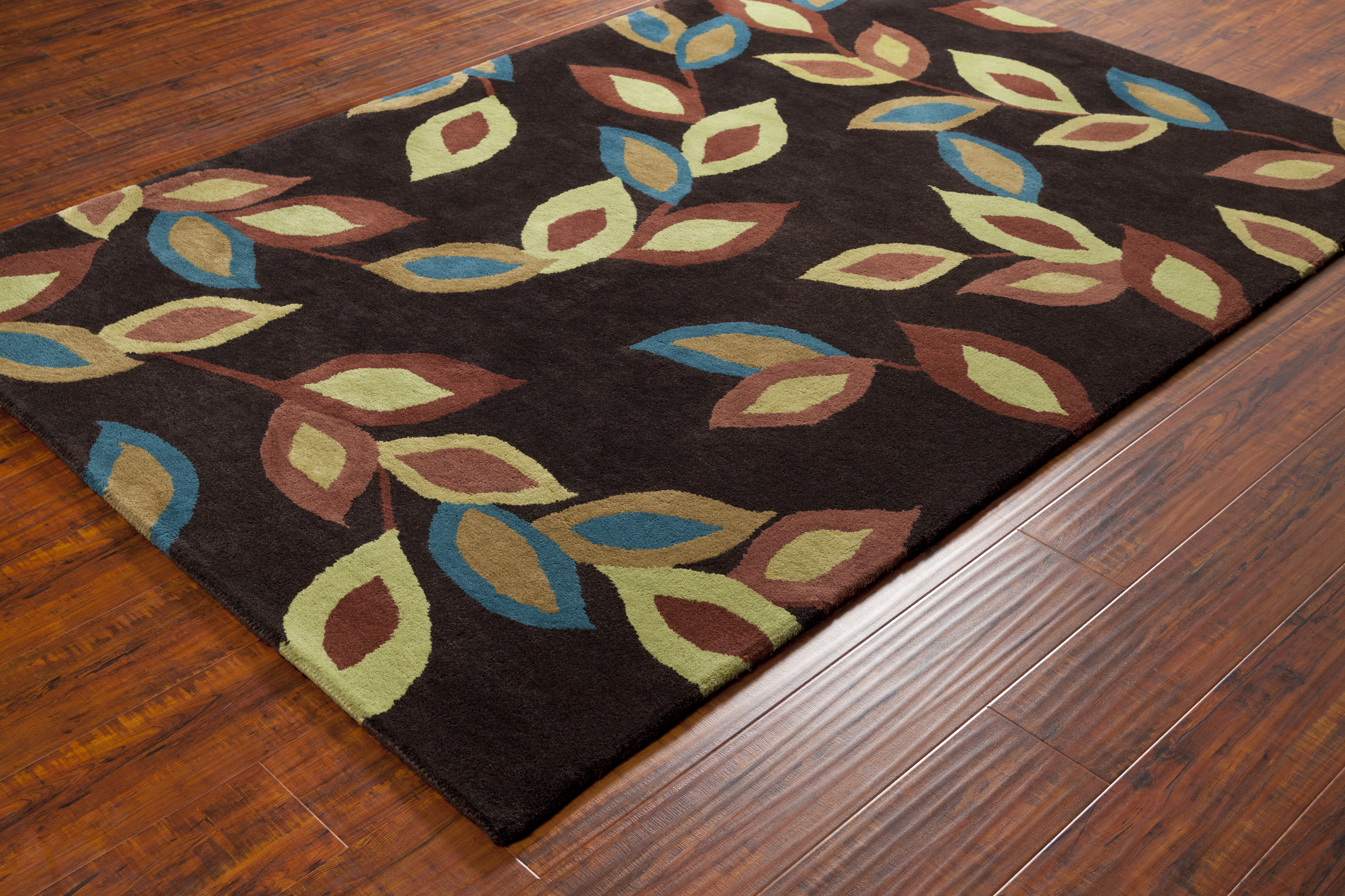 Chandra Rugs Allie Authentic Hand Tufted and Handmade Leaf Design Brown ...