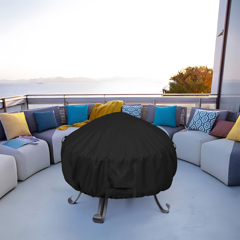 Couvercle de foyer rond rond, résistant aux intempéries noir, H 25 po x l 41 po x P 41 po