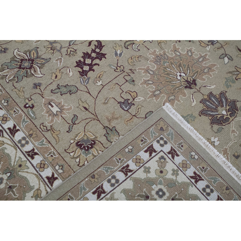 Tapis brun et beige de haute qualité noué à la main