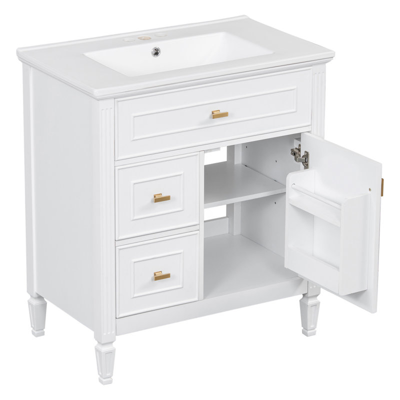 Meuble-lavabo de 30 pouces avec lavabo, Blanc