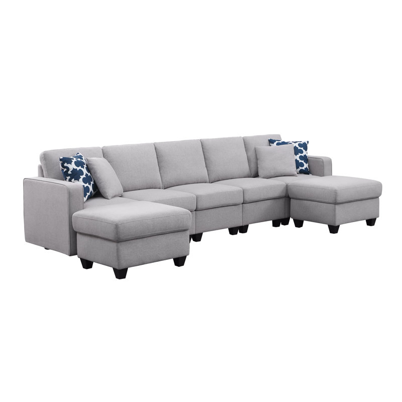 Solimar Upholstered L-Shaped Sectional Reversible, Light Gray 