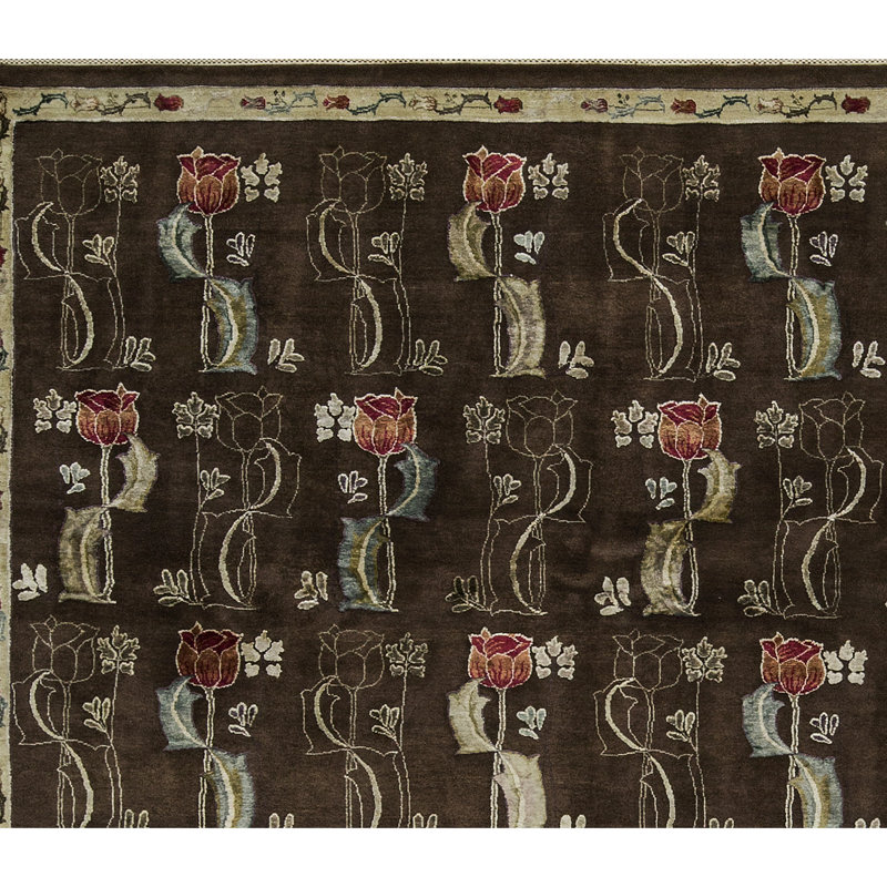 Tapis brun de haute qualité noué à la main