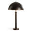 Lampe de table moderne, abat-jour dôme, bordure dorée, base ronde en métal noir