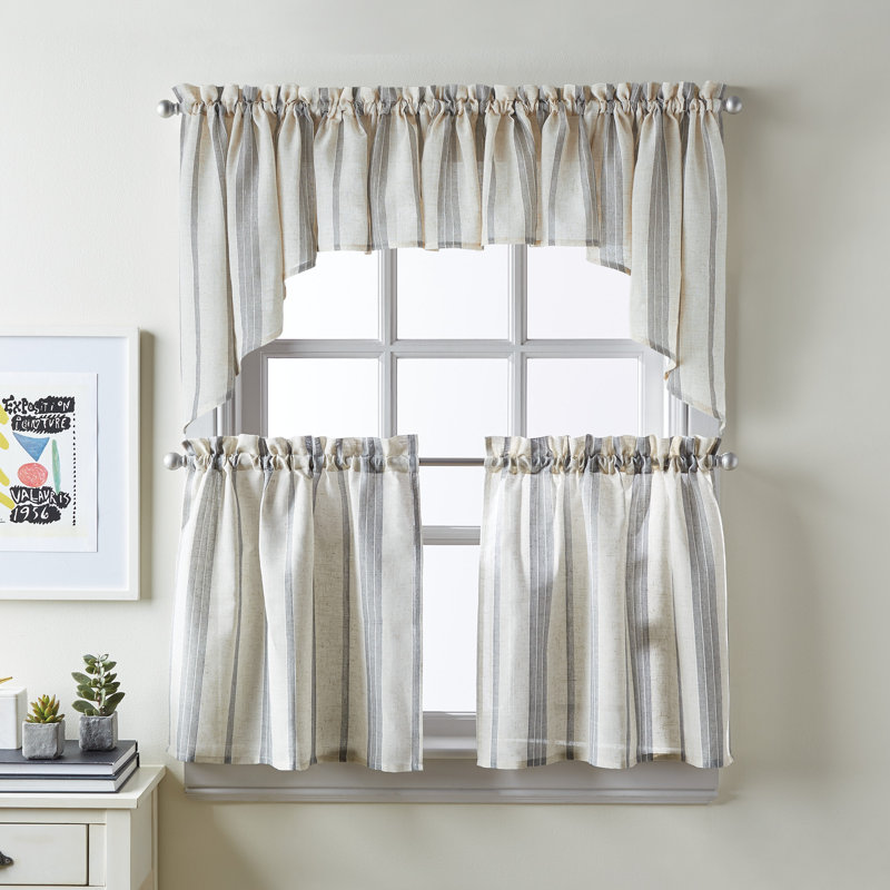 Salerna Striped Tailored 54'' W Window Valance in Gray