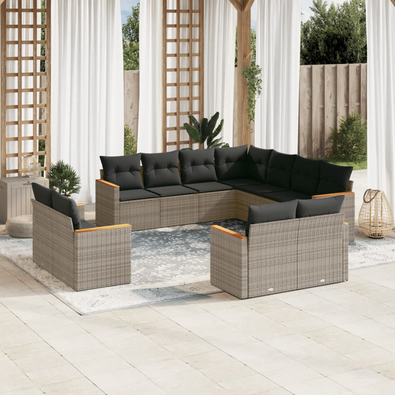 Vidaxl Garden Sofa Set Grey, Dark Grey