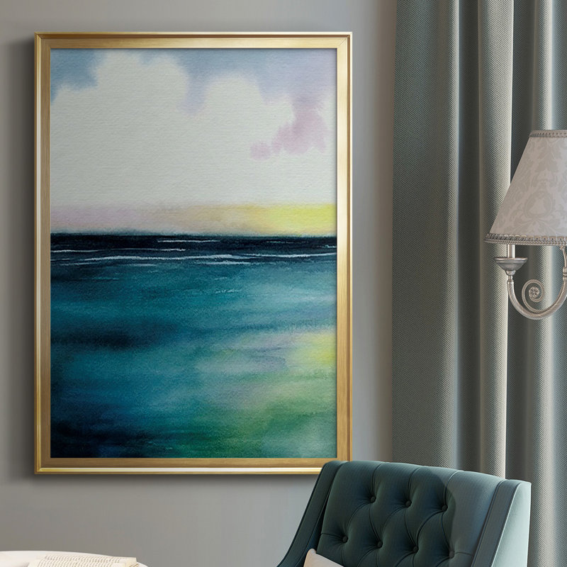 «Sherbet Sunset Diptych I», reproduction encadrée de qualité supérieure - prête à être accrochée, Or