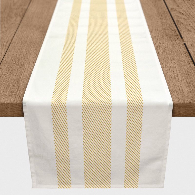 Azzurro Striped Table Runner, 90" x 16", Yellow