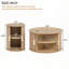 Ensemble de tables basses avec porte tambour coulissante, table de bout ronde cannelée avec rangement-1100487183