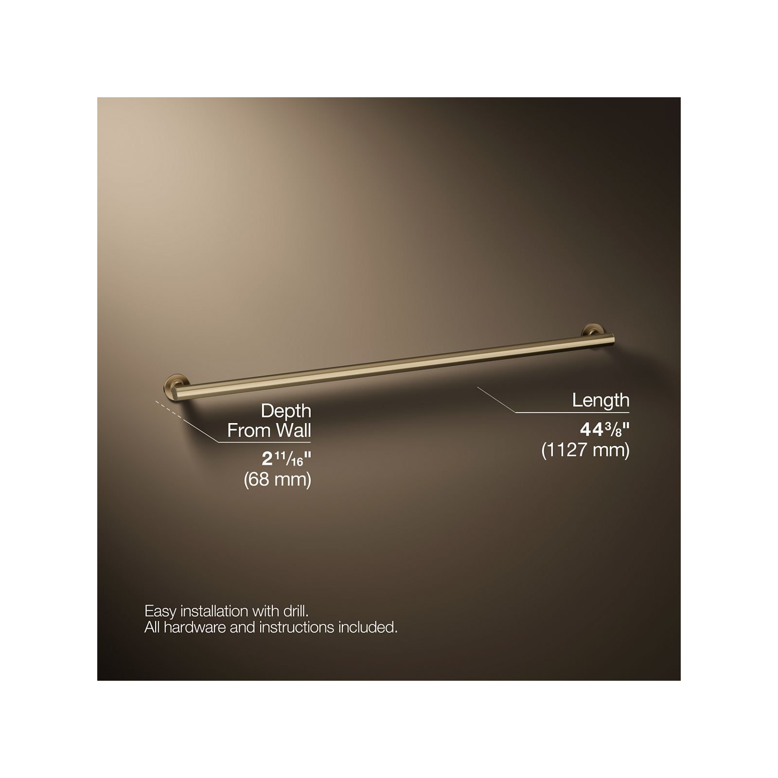 Purist Grab Bar, Vibrant Brushed Bronze, 42"W