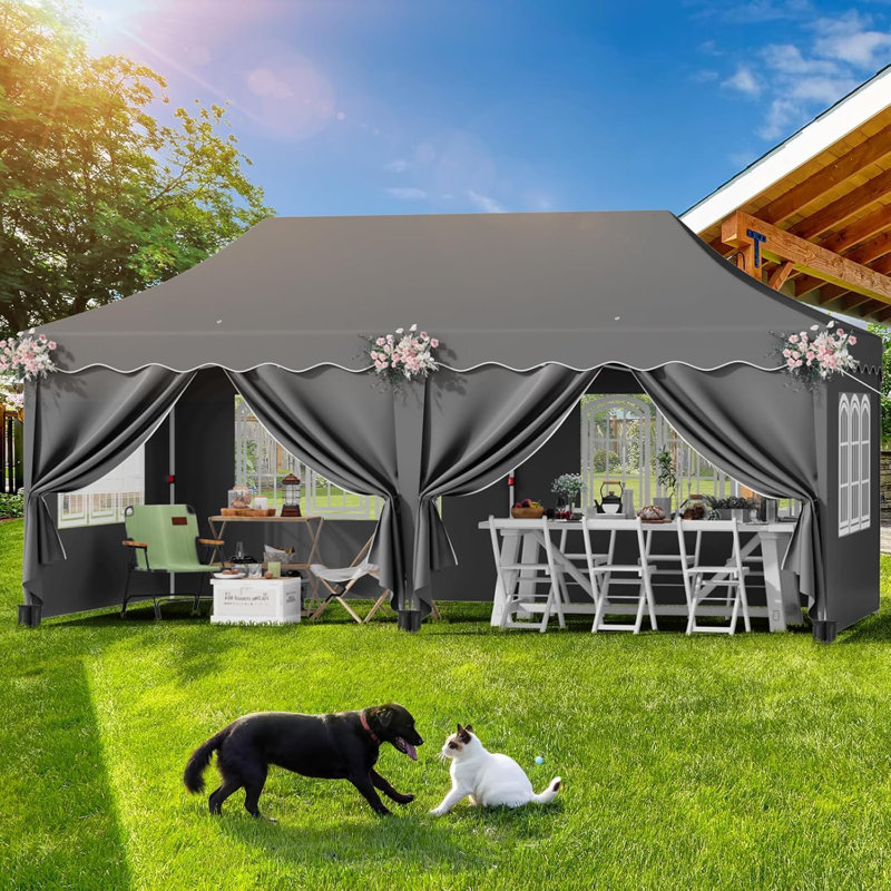3mx6m Pop Up Gazebo, Waterproof Folding Tent With 6 Removable Sidewalls, 6 Sandbags & Storage Bag, Upf50+ Marquee Canopy Outdoor Pavilion, Event Shelter For Garden Party Wedding Market Camping
