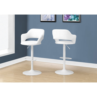 Tabouret de bar, pivotant, hauteur de bar, réglable, métal blanc, aspect cuir, contemporain, moderne