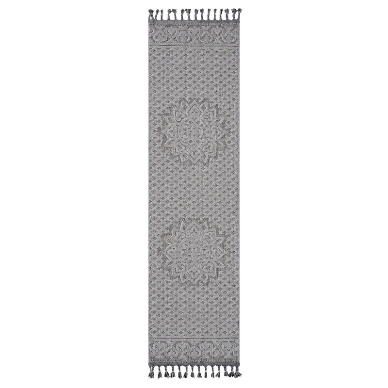 Stylish And Stain Resistant Area Rug For Home & Kitchen Decor, 22703A-Gray/White, Runner 2'2" x 8'
