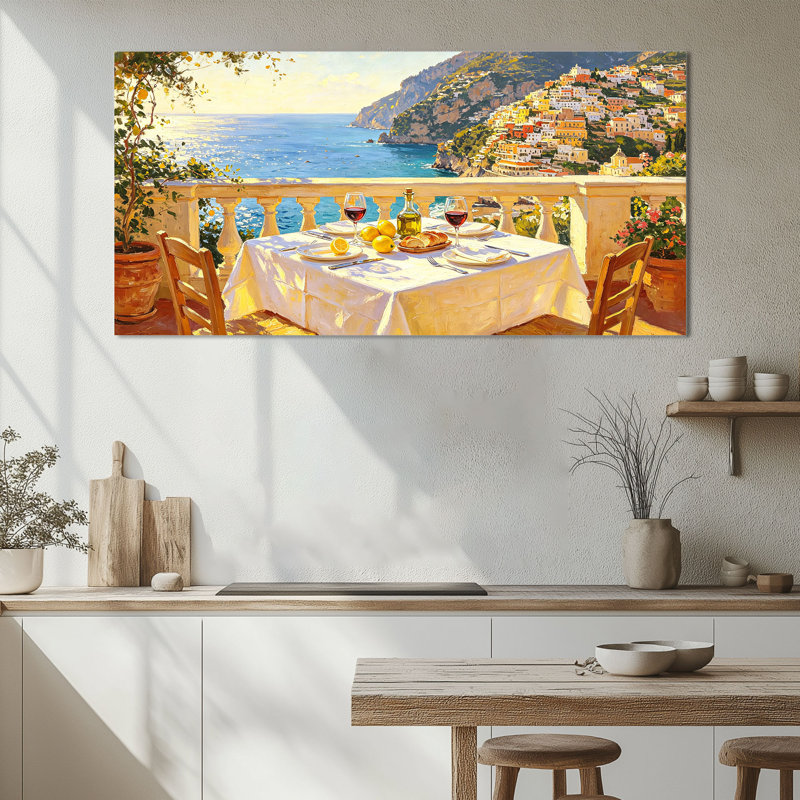  Grande impression sur toile de la côte d'Amalfi, H 28 po x l 58 po