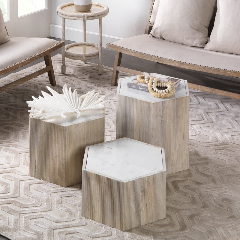 Tiney Marble End Table, 10" H x 20" W x 17" D