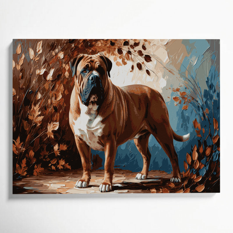 «Dogs Bullmastiff», art mural sur toile noire, H 11 po x l 14 po