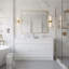 Isabella 60 po L x 20 po P 4 portes et 2 tiroirs Meuble-lavabo autoportant avec évier double et Comptoir en Polymarbre blanc