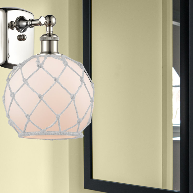 Applique murale articulée à 1 lumière Larocque, Ampoule DEL 6 watts Vinage, Blanc avec corde brune, Nickel poli