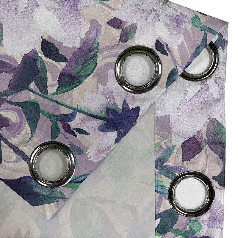 Dakota Fields, imprimé floral avec œillets, motif floral botanique, mauve, vert mer, quartz, L 50 po x L 108 po