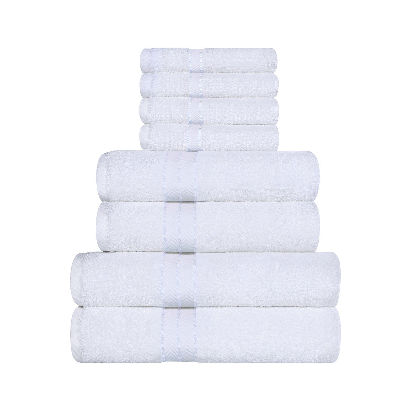 Josann Turkish Cotton Ultra-Plush Solid 8 Piece Highly Absorbent Heavyweight Towel Set, White