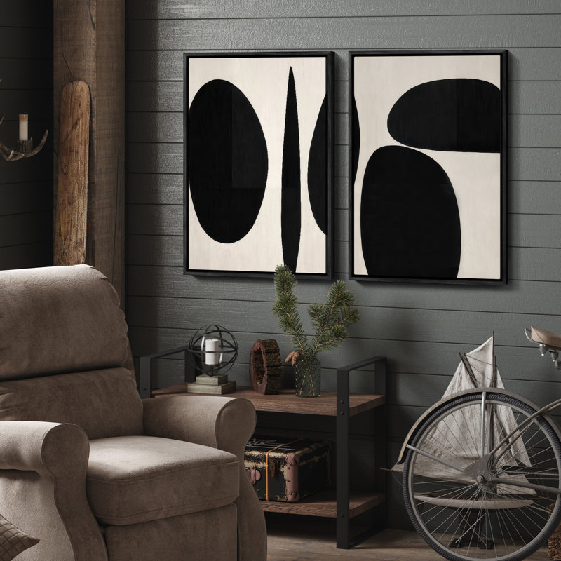 Art mural encadré, rétro, antique, classique pour chambre à coucher - 16 po x 24 po x 2 panneaux, H 24 po x l 16 po, Noir