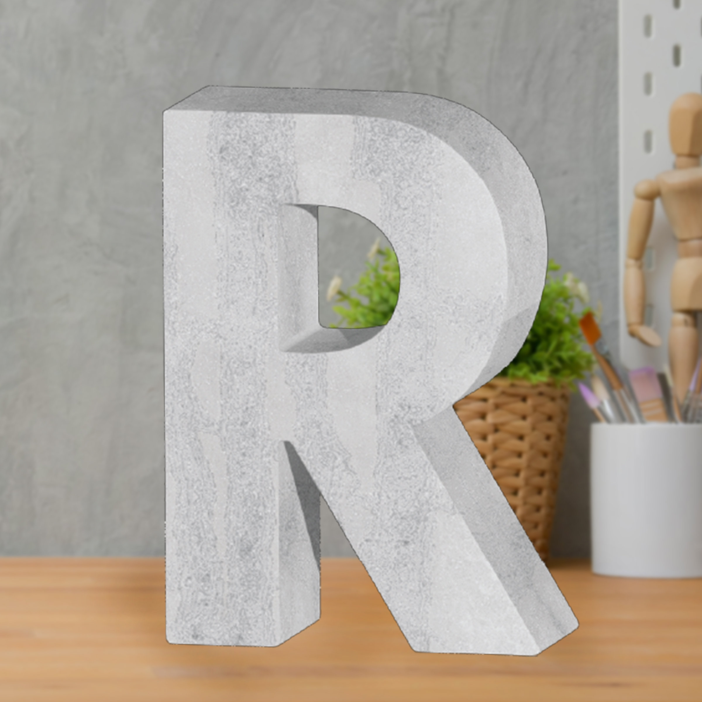 Wrought Studio™ Natural Marble Letter R Bookend Paper Weight Office ...