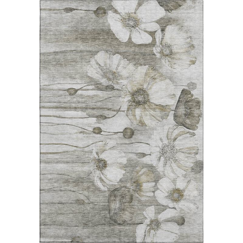 Premium Machine Washable Prisco Taupe Rug, Rectangle 10' x 14'