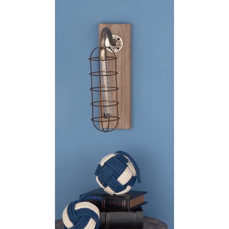 Bryant Metal Battery Operated Geometric Brown Accent Lamp with Included Fixed LED Light