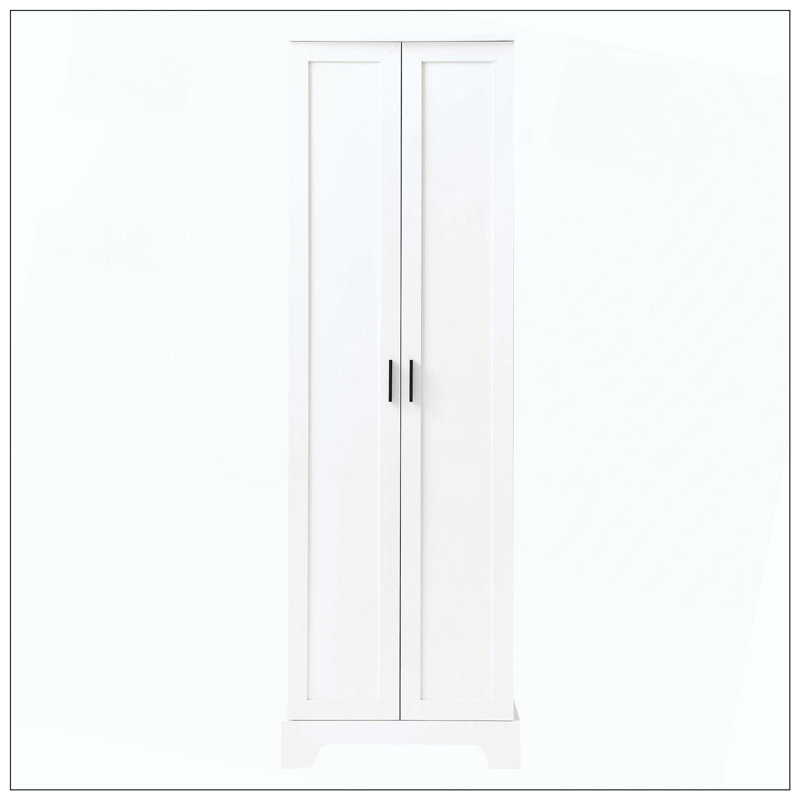 Armoire de rangement à deux portes, Blanc, H 71,2 po x l 16,9 po x P 23,3 po